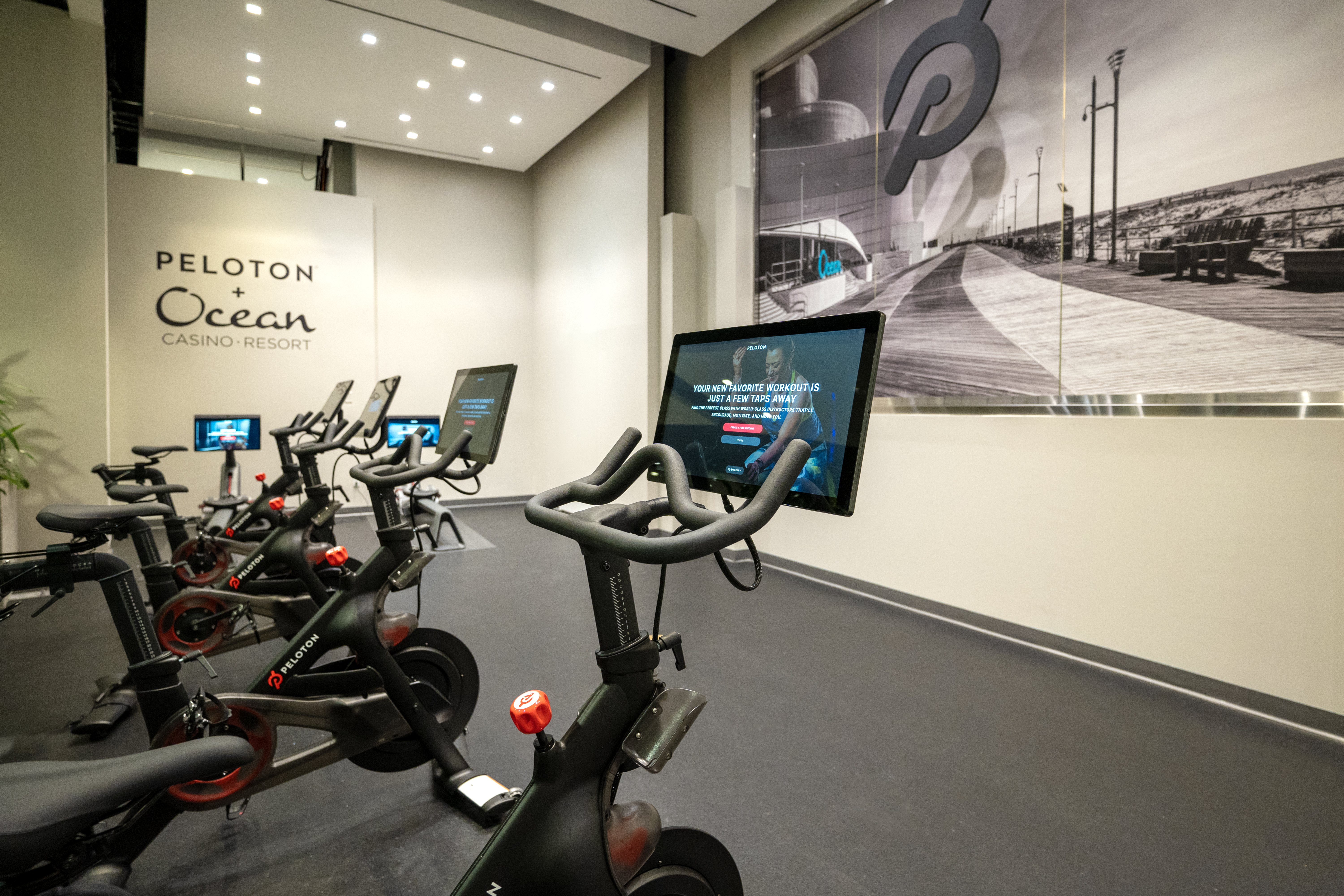 State-of-the-art fitness center with Peloton bikes at Ocean Casino Resort in Atlantic City.
