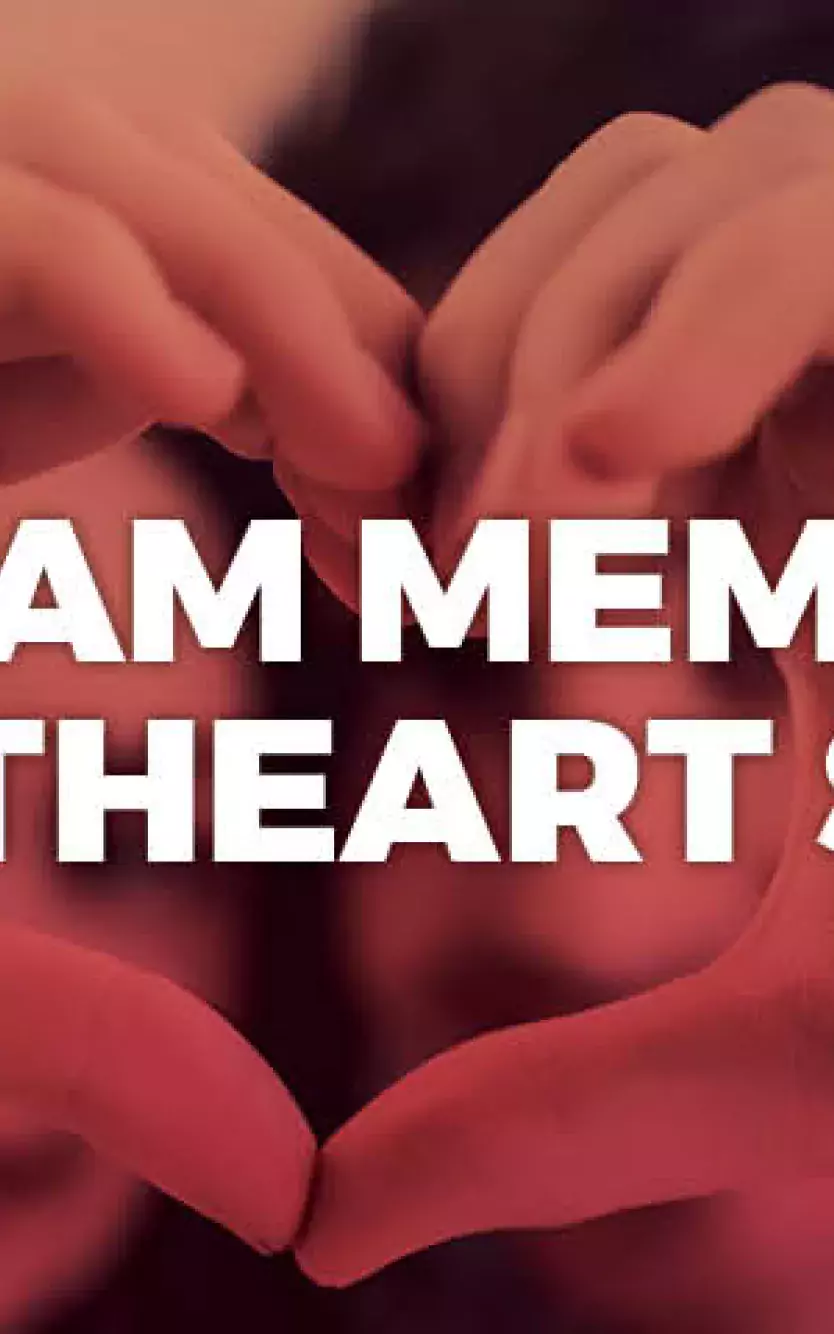 Hands making shape of a heart and text saying "Team Members Sweetheart Stories"